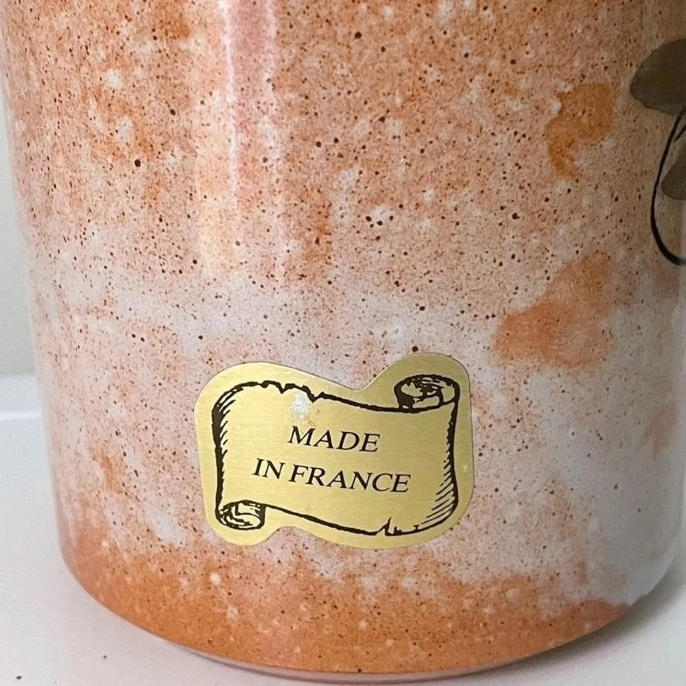 Vintage French Herbes de Provence Ceramic Canister Cork Lid Made in France
